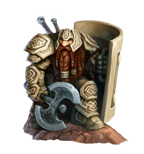 Male Dwarf Big Shield Axe Fighter - Pathfinder 2E PFRPG DND D&D 3.5 5E ...