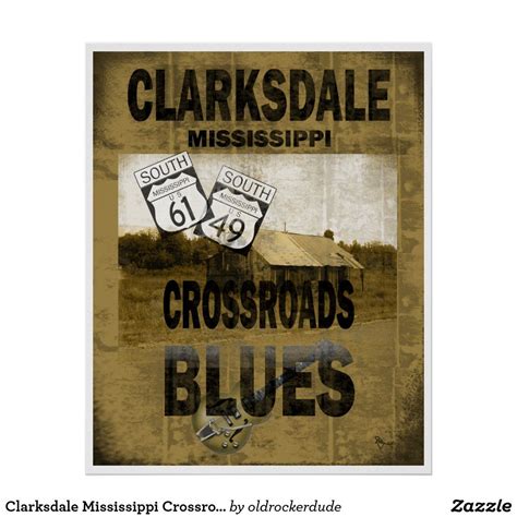 Clarksdale Mississippi Crossroads Blues Guitar Poster | Zazzle.com in 2021 | Guitar posters ...