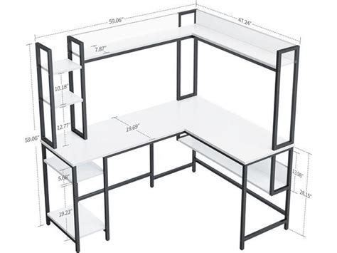 CubiCubi L Shaped Gaming Desk with Hutch, 60" Corner Computer Desk with Storage Shelves, Large ...