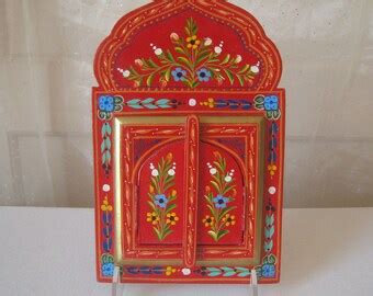 Vintage Wall Mirror Made in Morocco of Beautiful Painted Wood and Glass