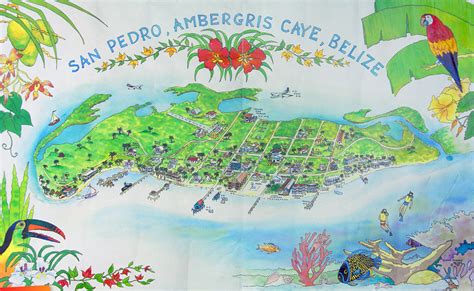 Poster/map of Ambergris Caye from the early 1990's