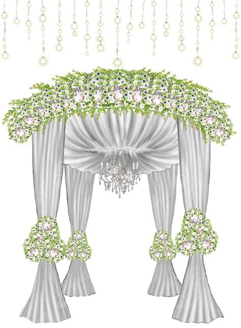 White Wedding Fabric Arch With Flower And Hanging Lights, Wedding ...