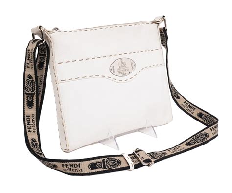 Lot - Fendi Selleria White Leather Messenger Bag