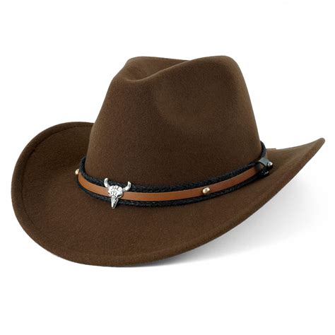 WoWstyle Brown Cowboy Hat for Adult Men Women Cowgirl Hat with ...