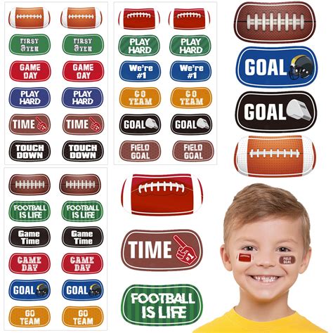 15 Sheets Football Temporary Face Stickers - Kids Football Under Eye ...