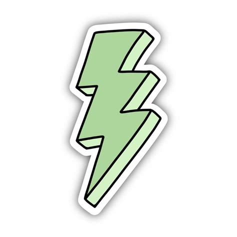 Green Long Lightning Bolt Aesthetic Sticker | Waterproof Vinyl Sticker ...