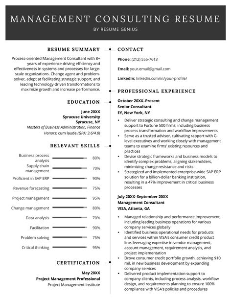 Management Consulting Resume Example & 3 Writing Tips