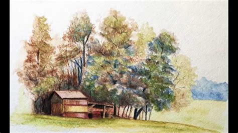 Watercolor Pencil Landscape at PaintingValley.com | Explore collection of Watercolor Pencil ...