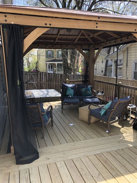 Costco Yardistry Gazebo on our deck with mosquito curtains from mosquitocurtains.com perfect ...