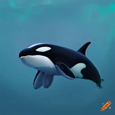 Orca whale swimming in the ocean on Craiyon