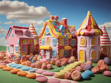 Candy House Made By Plasticine Decorated With Colorful Candies Picture ...