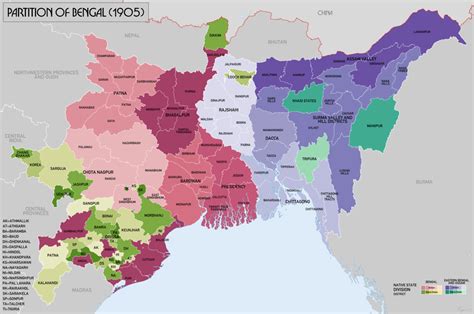 Partition of Bengal (1905) - Wikipedia | Partition of bengal, Old map, Map