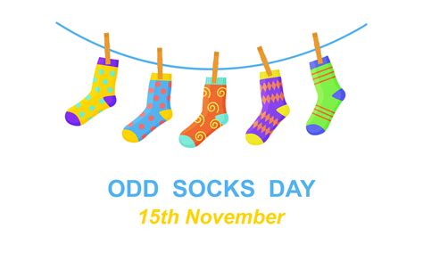 Odd socks day banner. Different colorful odd socks hanging on the rope 5241686 Vector Art at ...