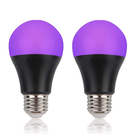 Buy GREENIC UV Led Black Light Bulb 2 Pack, 8W (60W Equivalent) A19 E26 Blacklight Bulb UVA ...