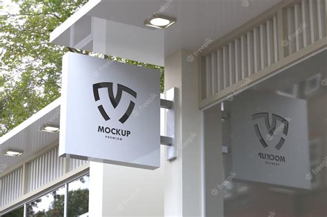 Premium PSD | Logo mockup modern on white sign