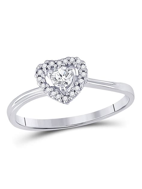 Gem And Harmony - 1/4 Carat (Ctw) Diamond Heart Promise Ring in 10K White Gold - Walmart.com ...