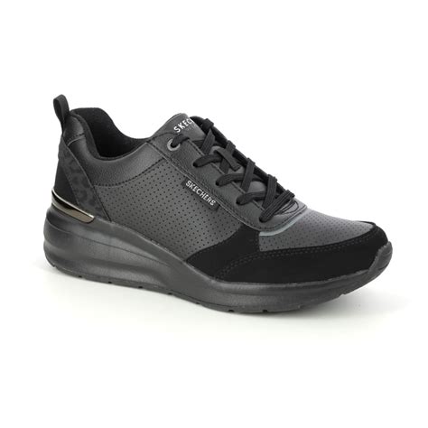 Skechers Billions Wedge BBK Black Womens trainers 155616