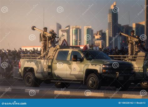 Perform of Military and Civil Vehicles on Qatar National Day Parade Doha, Qatar Editorial ...