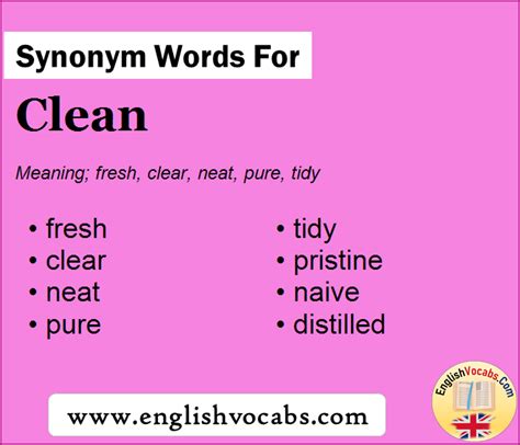 Synonym for Clean, what is synonym word Clean - English Vocabs