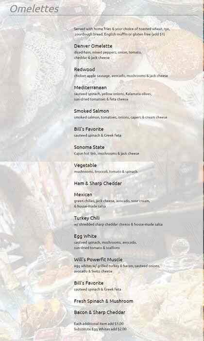 Menu at Redwood Cafe, Cotati