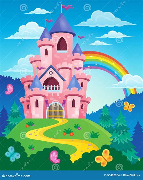 Pink castle theme image 3 stock vector. Illustration of fort - 55402964