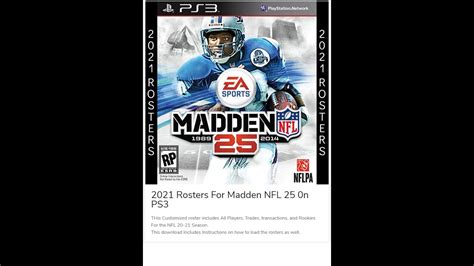 NFL 20-2021 ROSTERS FOR MADDEN 25 (PS3) - YouTube