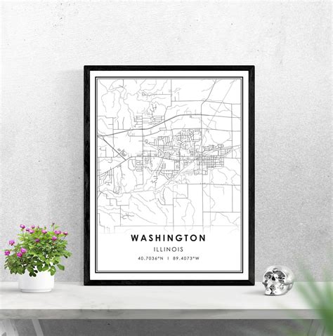 Washington Illinois map print poster canvas Washington | Etsy