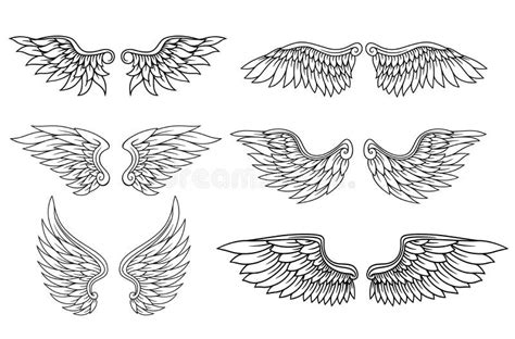 Set of Eagle or Angel Wings Stock Vector - Illustration of icon, flight ...