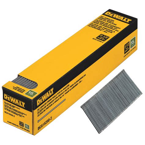 DEWALT Angled Finish Nails, 15 ga., 2-1/2" Length, Steel, Coated, Strip, PK 2500 - 52NY83 ...