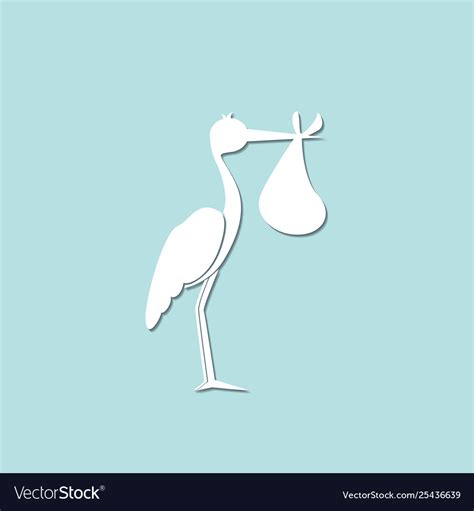 White stork carrying a cute baby Royalty Free Vector Image