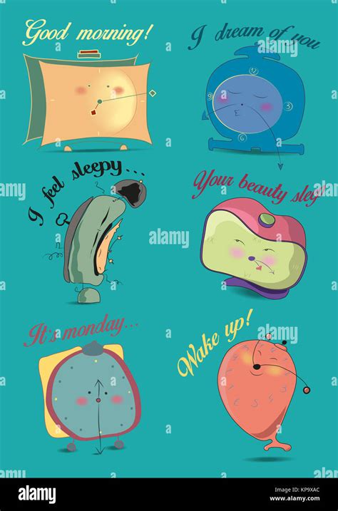 Funny alarm clocks. Vector Illustration Stock Photo - Alamy