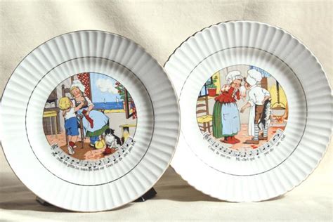 Sarreguemines et Digoin France pottery plates, vintage children's dishes w/ French nursery ...