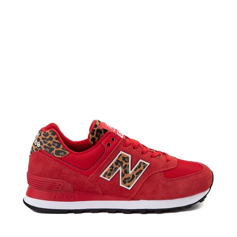 Womens New Balance 574 Athletic Shoe - Red / Leopard | Journeys