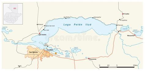 Vector Map of Lake Peten Itza in Guatemala Stock Vector - Illustration ...