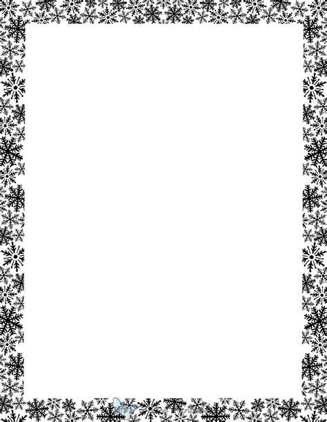 Printable Black and White Snowflake Page Border