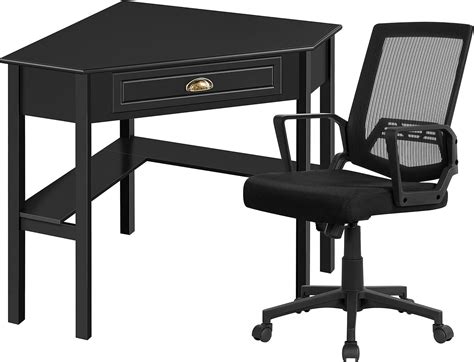 Amazon.com: Yaheetech Home Office Furniture Sets, Corner Computer Desk w/Drawer & Shelf + Mesh ...