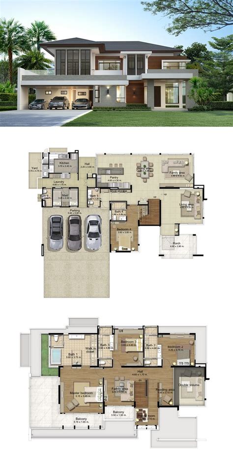 LAND AND HOUSES | Modern house floor plans, House layout plans, Modern house design