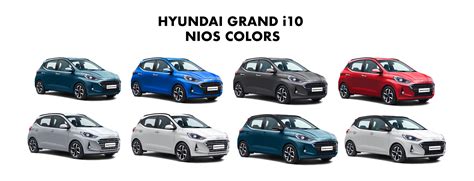 Hyundai Grand i10 NIOS Colors: Red, Grey, Silver, White, Teal, Blue - GaadiKey