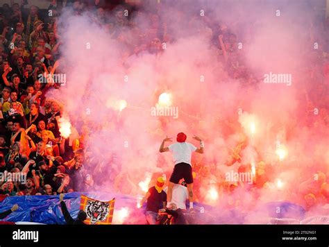 RC Lens fans in the stands during the UEFA Champions League Group B ...