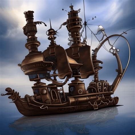 Steampunk Ship in the Sky · Creative Fabrica