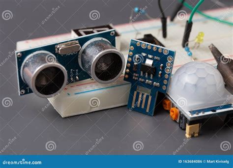 Microcontroller with Two Sensors on Breadboard for Prototyping Stock Photo - Image of hobby ...