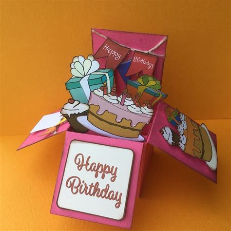 Birthday Cake Card Template 3D Card Pop up Birthday Card - Etsy Hong Kong