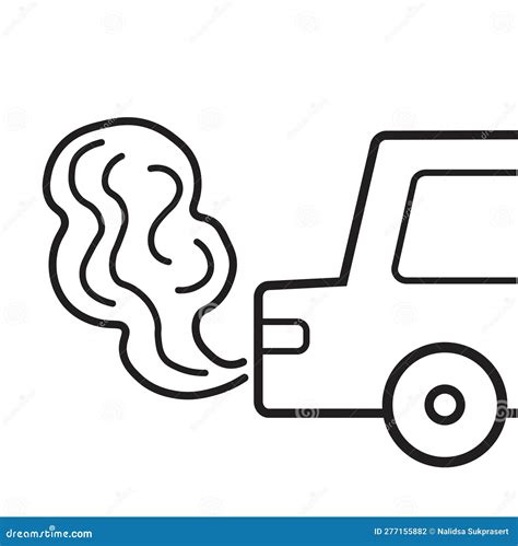 Car Air Pollution Concept. Illustration Black and White Drawing, Clip Art Isolated on White ...