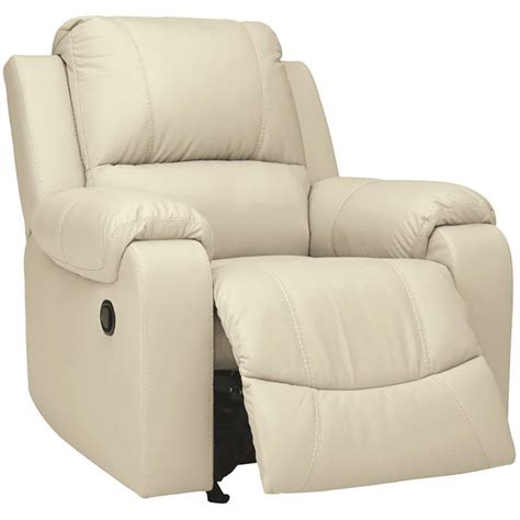 Ashley Furniture Rackingburg Leather Rocker Recliner in Cream - Walmart ...