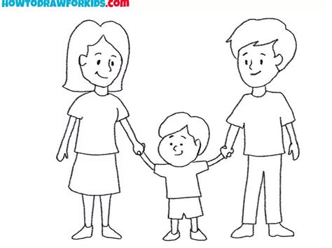 How to Draw a Family - Easy Drawing Tutorial For Kids | 色, 全家福, 日子