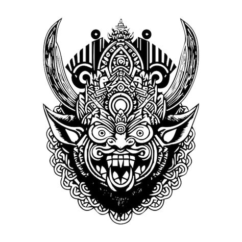 Premium Vector | Barong mask line art