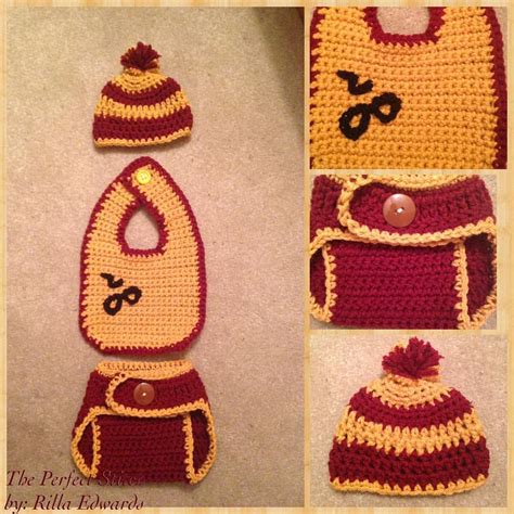 Crochet Harry Potter Hat, Bib and Diaper Cover... | Harry potter baby gift, Crochet baby gifts ...