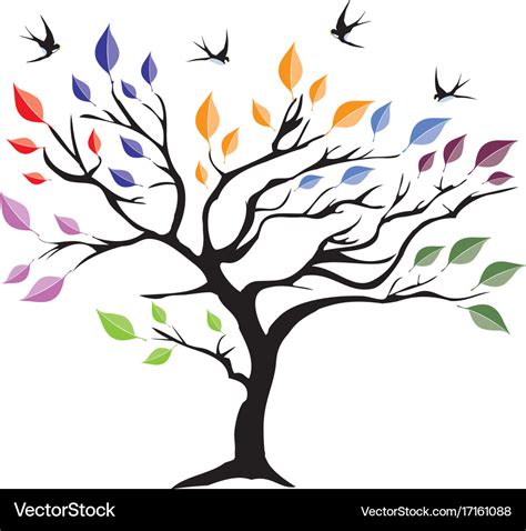 Tree with colorful leaves Royalty Free Vector Image