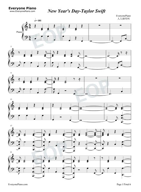 New Years Day Taylor Swift Piano Chords