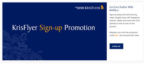 Singapore Airlines KrisFlyer Sign Up Promotion: Free 500 Miles Bonus